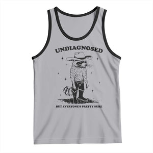 Funny Undiagnosed But Everyone's Pretty Sure Tank Top Cowboy Racoon TS11 Athletic Heather Black Print Your Wear