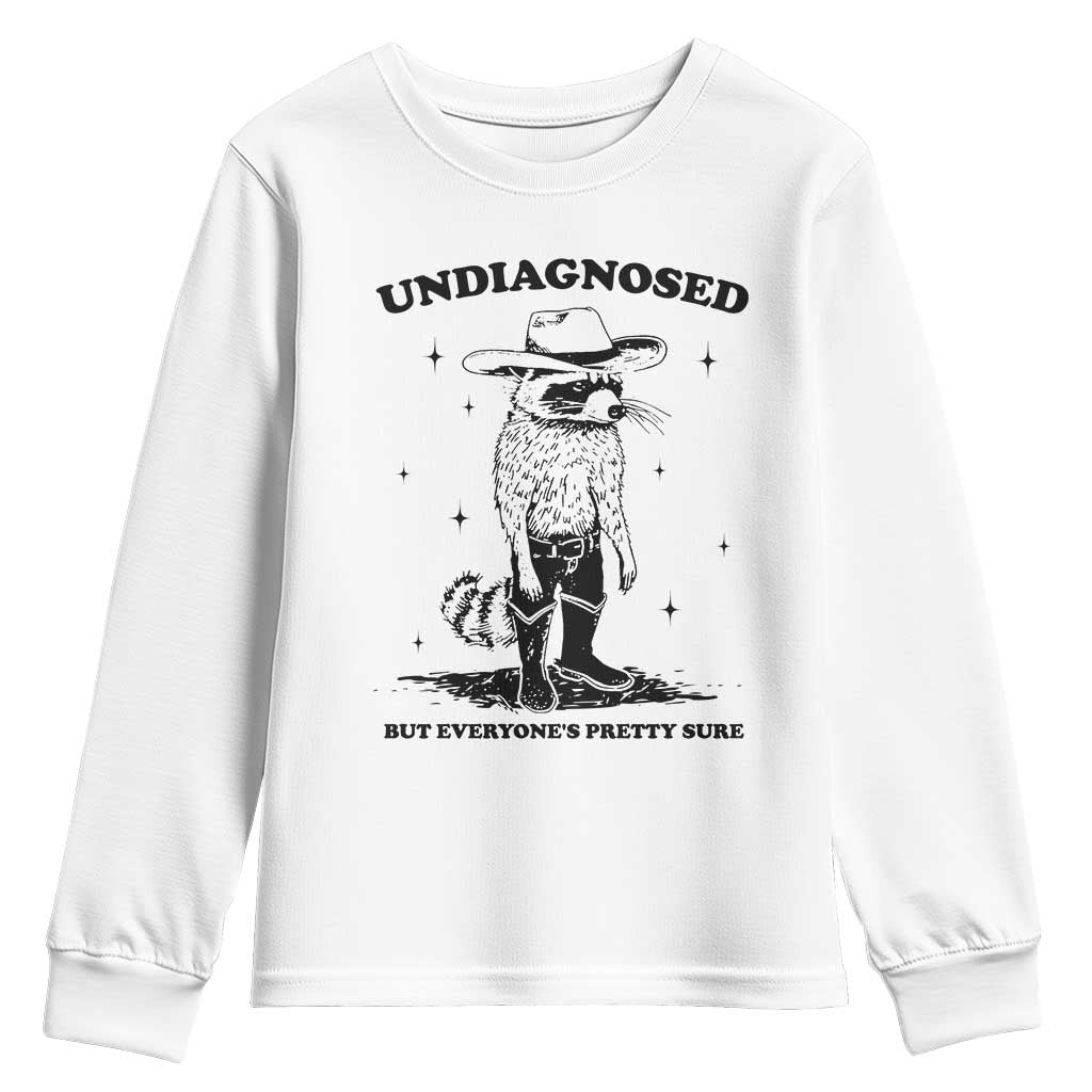 Funny Undiagnosed But Everyone's Pretty Sure Youth Sweatshirt Cowboy Racoon TS11 White Print Your Wear
