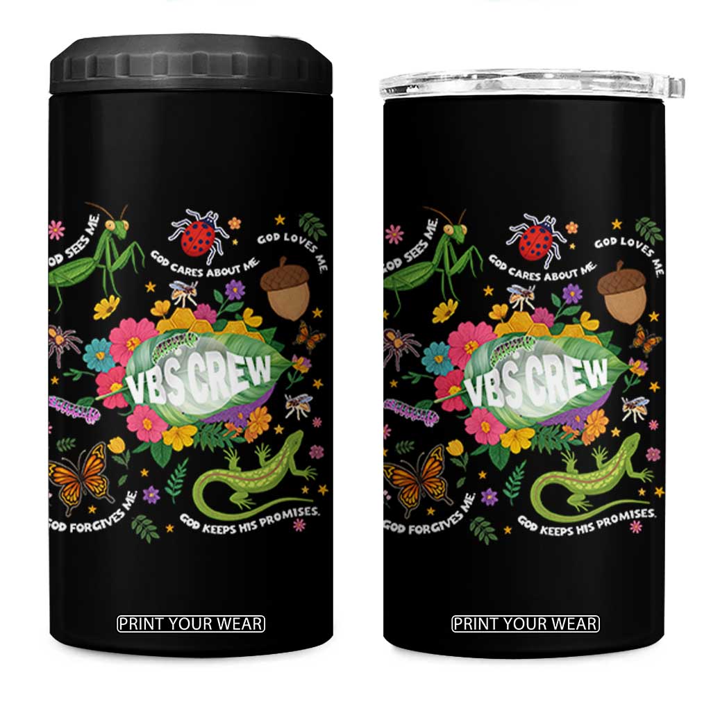 Funny VBS Crew Vacation Bible VBS Teacher Christian School 2025 4 in 1 Can Cooler Tumbler TS11 One Size: 16 oz Black Print Your Wear