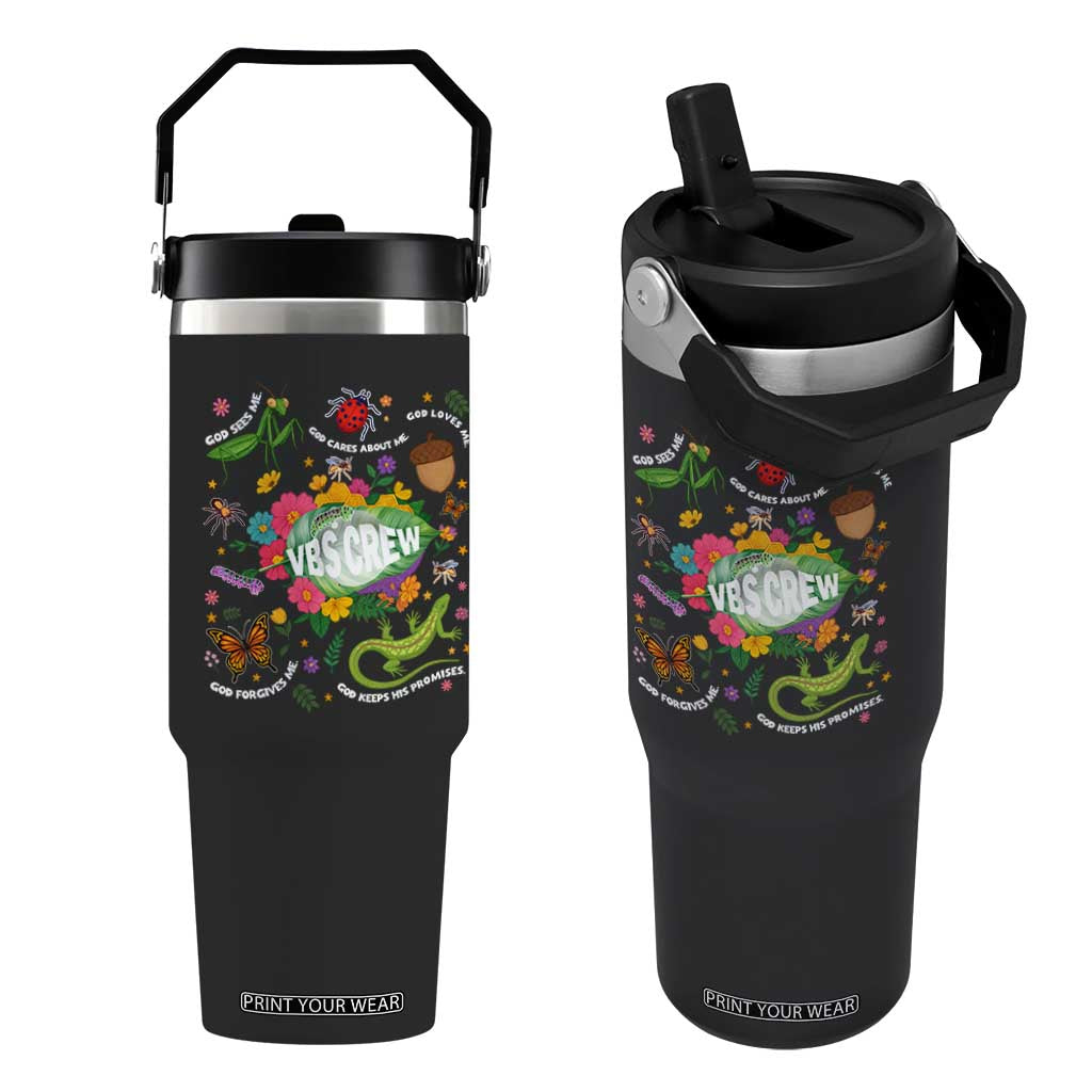 Funny VBS Crew Vacation Bible VBS Teacher Christian School 2025 Flip Straw Tumbler TS11 One Size: 30 oz Black Print Your Wear