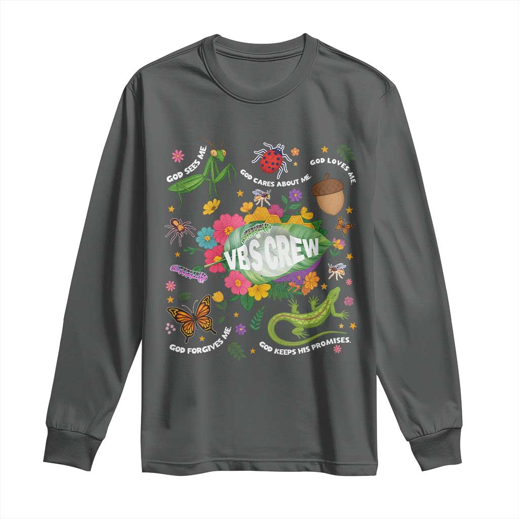Funny VBS Crew Vacation Bible VBS Teacher Christian School 2025 Long Sleeve Shirt TS11 Dark Heather Print Your Wear