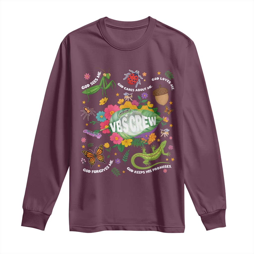 Funny VBS Crew Vacation Bible VBS Teacher Christian School 2025 Long Sleeve Shirt TS11 Maroon Print Your Wear