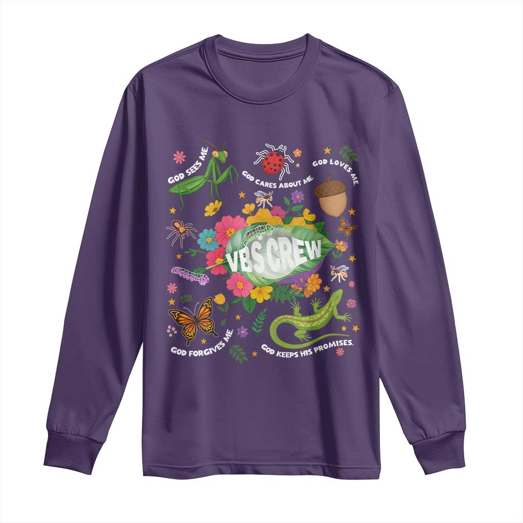 Funny VBS Crew Vacation Bible VBS Teacher Christian School 2025 Long Sleeve Shirt TS11 Purple Print Your Wear