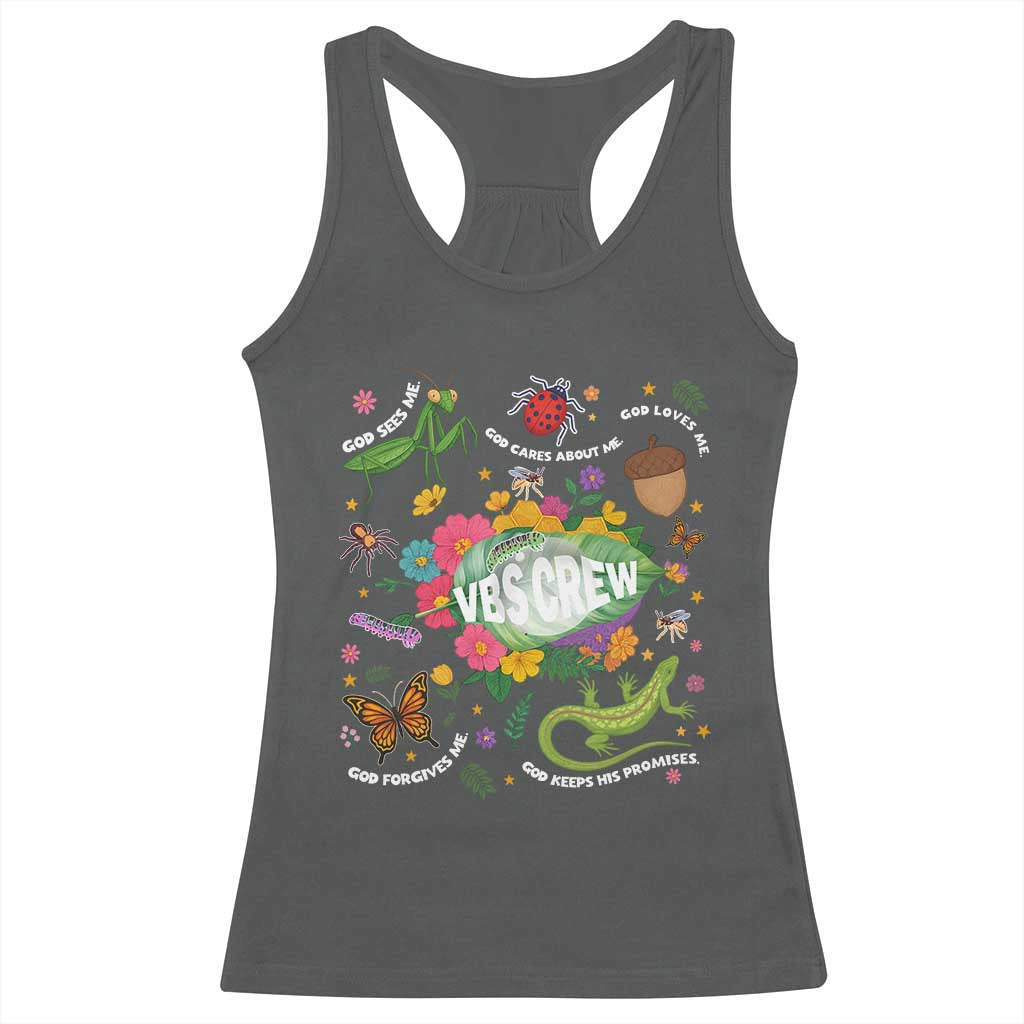Funny VBS Crew Vacation Bible VBS Teacher Christian School 2025 Racerback Tank Top TS11 Dark Heather Print Your Wear