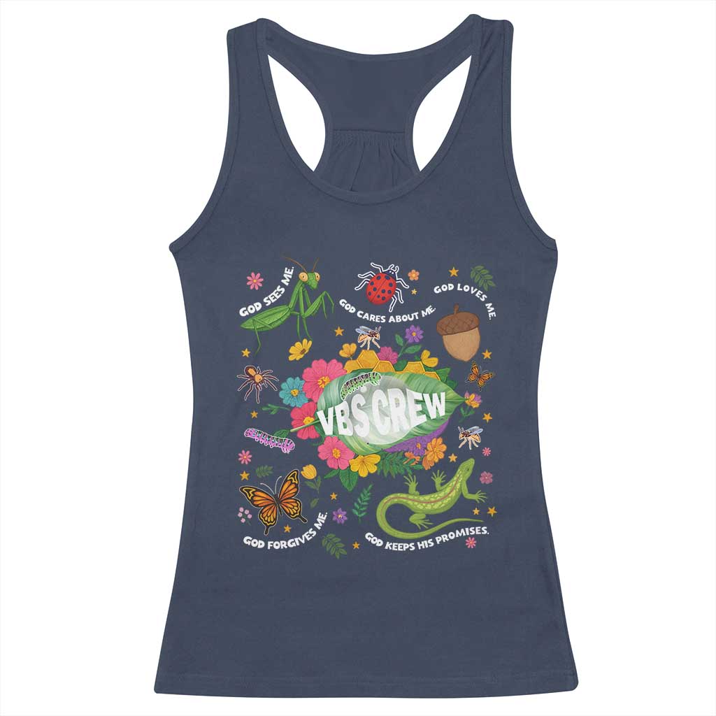 Funny VBS Crew Vacation Bible VBS Teacher Christian School 2025 Racerback Tank Top TS11 Navy Print Your Wear