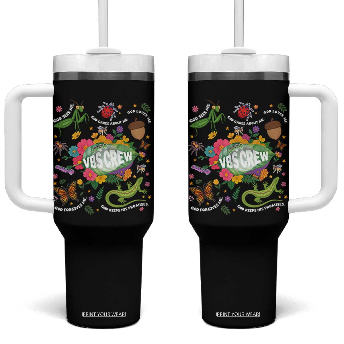 Funny VBS Crew Vacation Bible VBS Teacher Christian School 2025 Tumbler With Handle TS11 One Size: 40 oz Black Print Your Wear