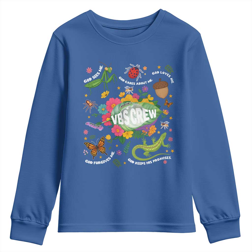 Funny VBS Crew Vacation Bible VBS Teacher Christian School 2025 Youth Sweatshirt TS11 Royal Blue Print Your Wear