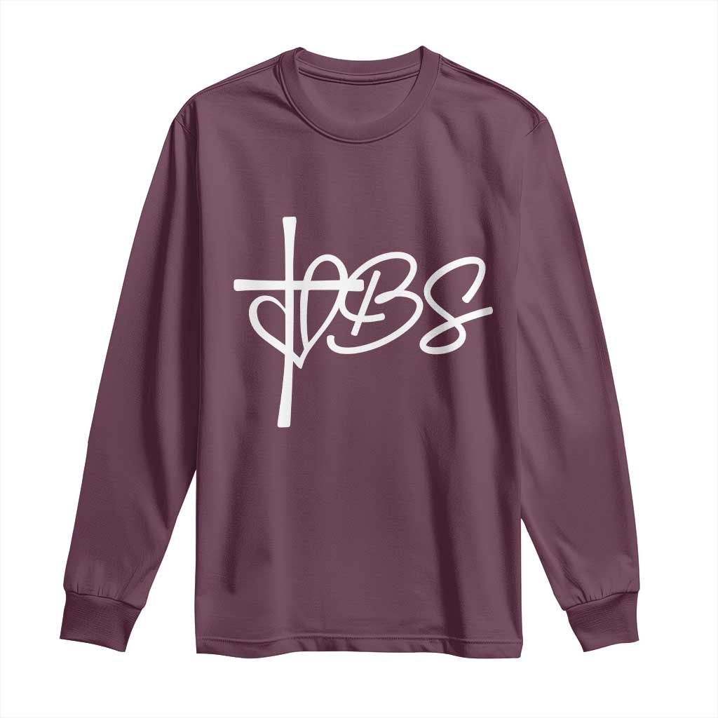 Funny VBS Vacation Bible School Long Sleeve Shirt Heart Cross TS11 Maroon Print Your Wear