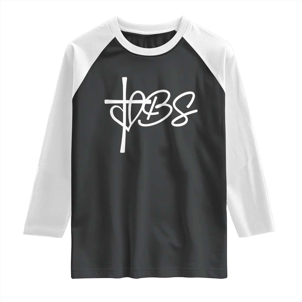 Funny VBS Vacation Bible School Raglan Shirt Heart Cross TS11 Black White Print Your Wear