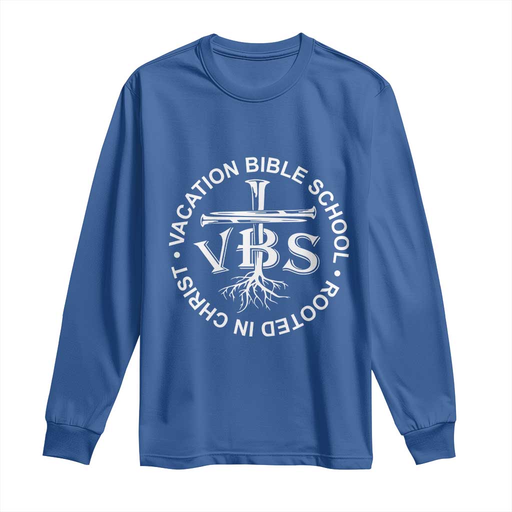 Funny VBS Vacation Bible School Rooted In Christ Long Sleeve Shirt TS11 Royal Blue Print Your Wear