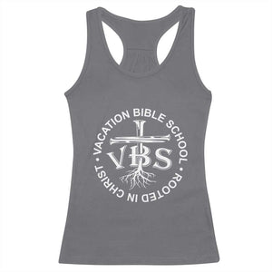 Funny VBS Vacation Bible School Rooted In Christ Racerback Tank Top TS11 Charcoal Print Your Wear