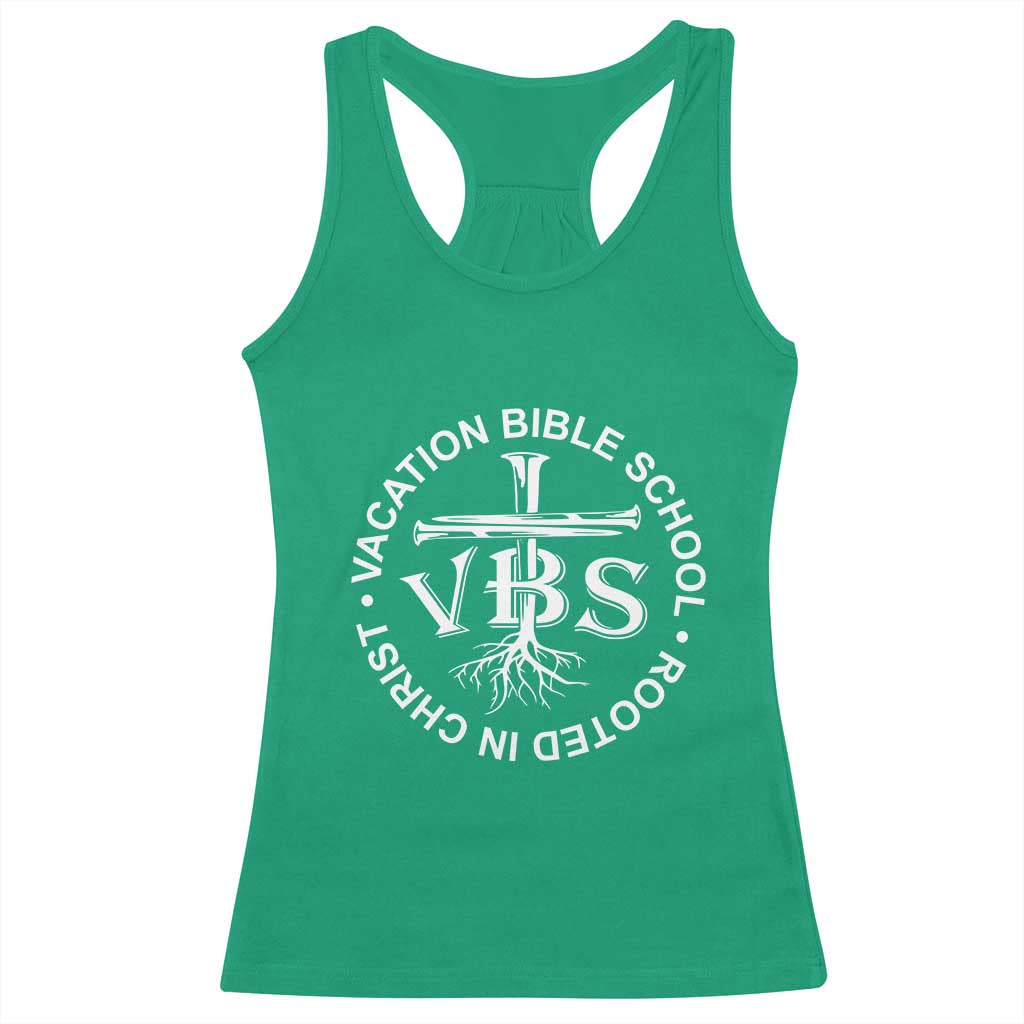 Funny VBS Vacation Bible School Rooted In Christ Racerback Tank Top TS11 Irish Green Print Your Wear