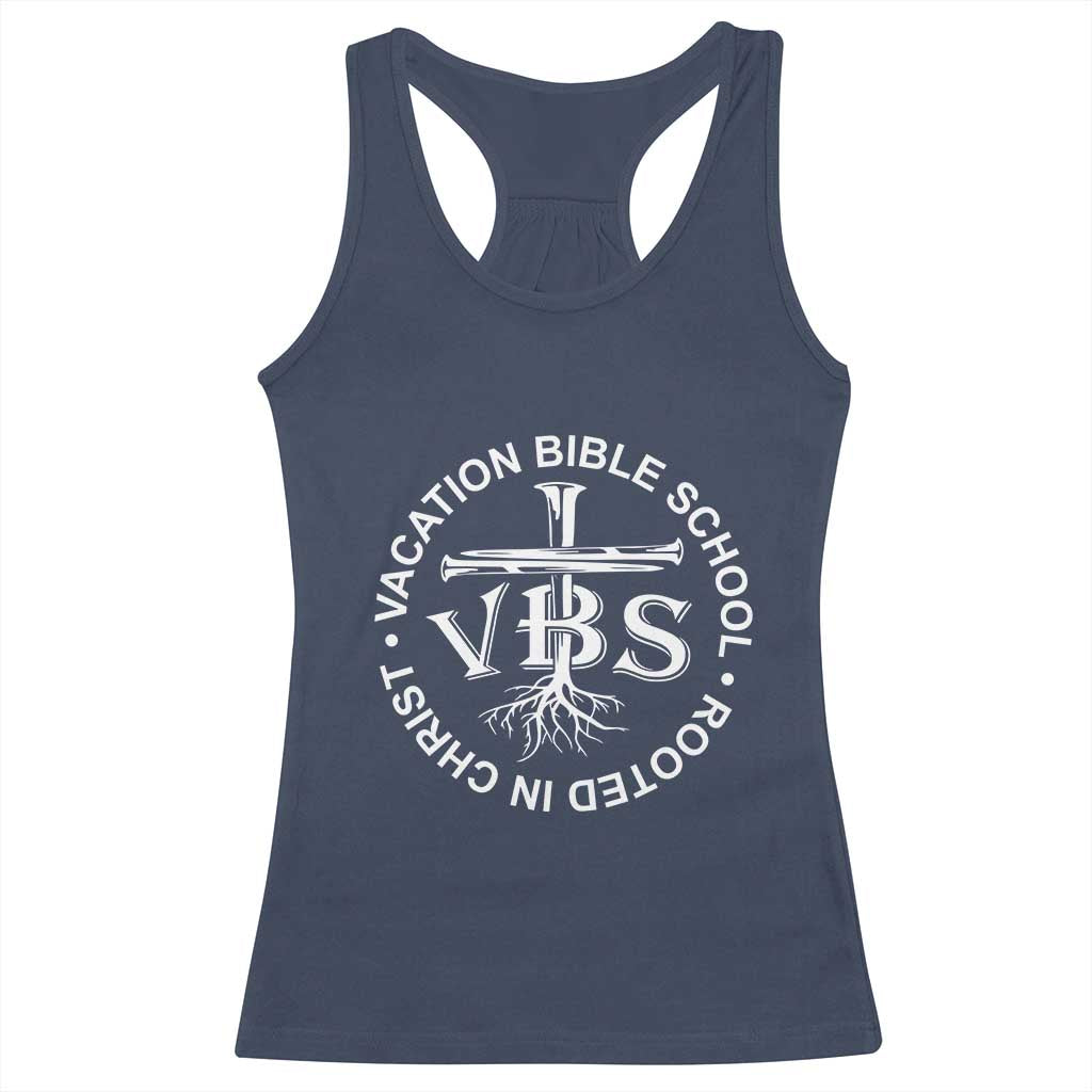 Funny VBS Vacation Bible School Rooted In Christ Racerback Tank Top TS11 Navy Print Your Wear