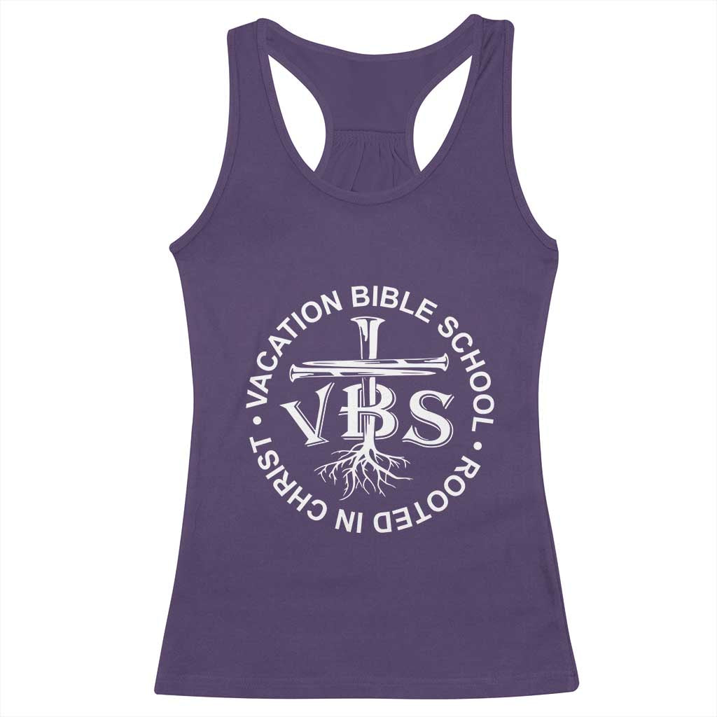 Funny VBS Vacation Bible School Rooted In Christ Racerback Tank Top TS11 Purple Print Your Wear