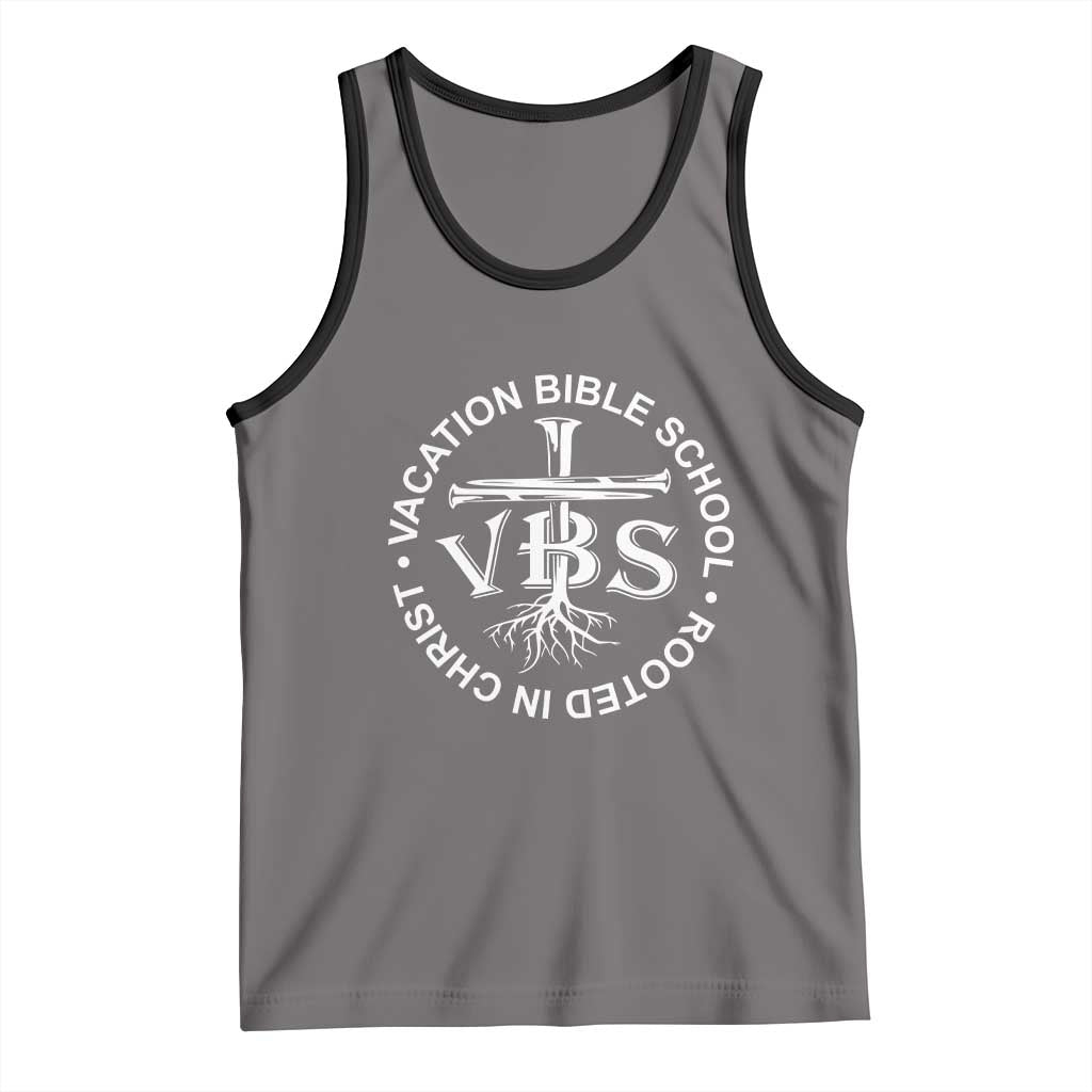 Funny VBS Vacation Bible School Rooted In Christ Tank Top TS11 Deep Heather Black Print Your Wear