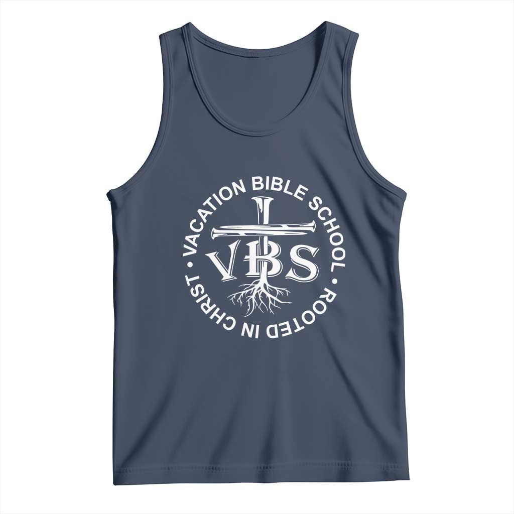 Funny VBS Vacation Bible School Rooted In Christ Tank Top TS11 Navy Print Your Wear
