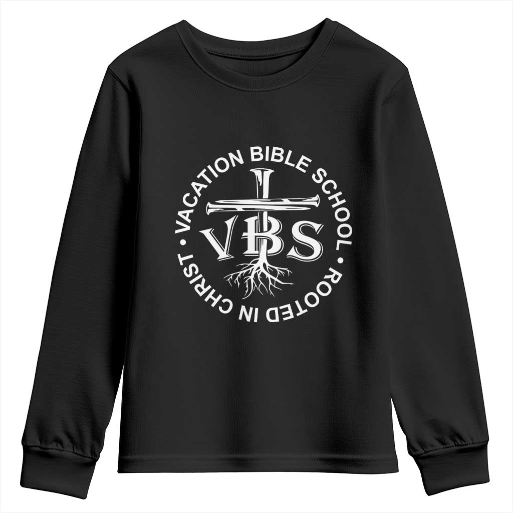 Funny VBS Vacation Bible School Rooted In Christ Youth Sweatshirt TS11 Black Print Your Wear