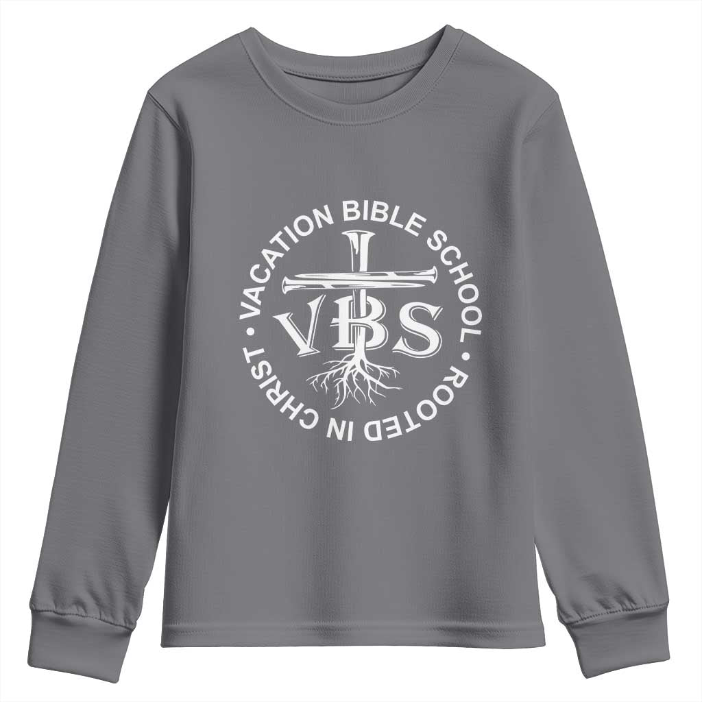 Funny VBS Vacation Bible School Rooted In Christ Youth Sweatshirt TS11 Charcoal Print Your Wear