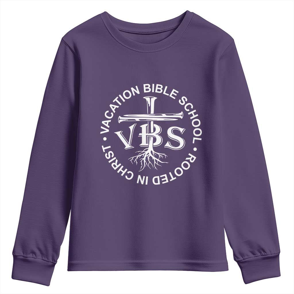 Funny VBS Vacation Bible School Rooted In Christ Youth Sweatshirt TS11 Purple Print Your Wear