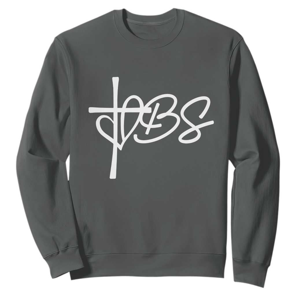 Funny VBS Vacation Bible School Sweatshirt Heart Cross TS11 Dark Heather Print Your Wear