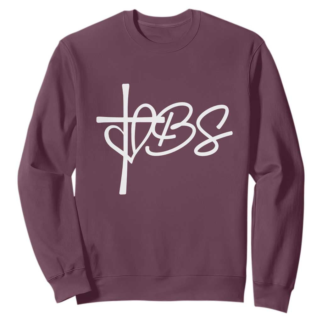Funny VBS Vacation Bible School Sweatshirt Heart Cross TS11 Maroon Print Your Wear