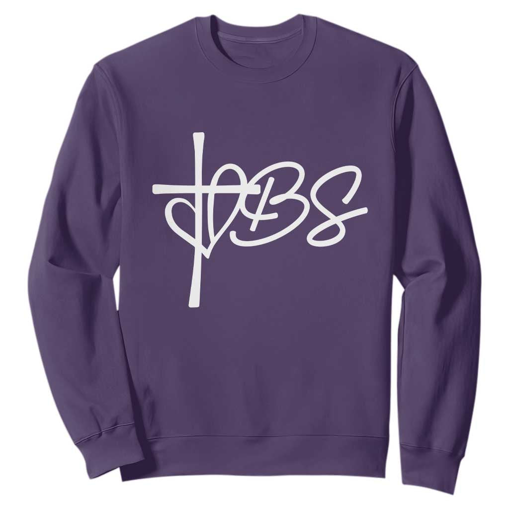 Funny VBS Vacation Bible School Sweatshirt Heart Cross TS11 Purple Print Your Wear
