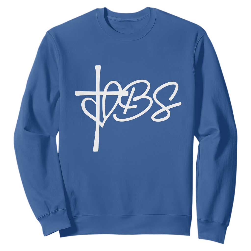 Funny VBS Vacation Bible School Sweatshirt Heart Cross TS11 Royal Blue Print Your Wear
