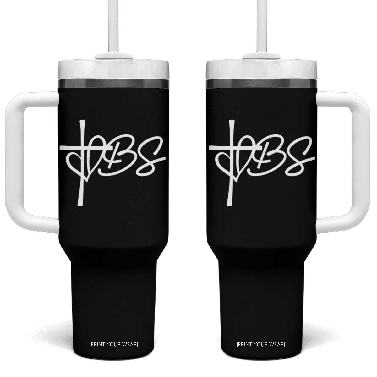 Funny VBS Vacation Bible School Tumbler With Handle Heart Cross TS11 One Size: 40 oz Black Print Your Wear