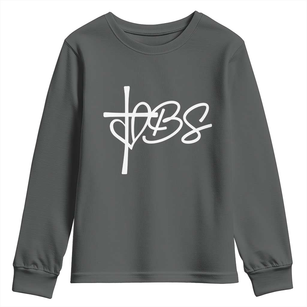 Funny VBS Vacation Bible School Youth Sweatshirt Heart Cross TS11 Dark Heather Print Your Wear