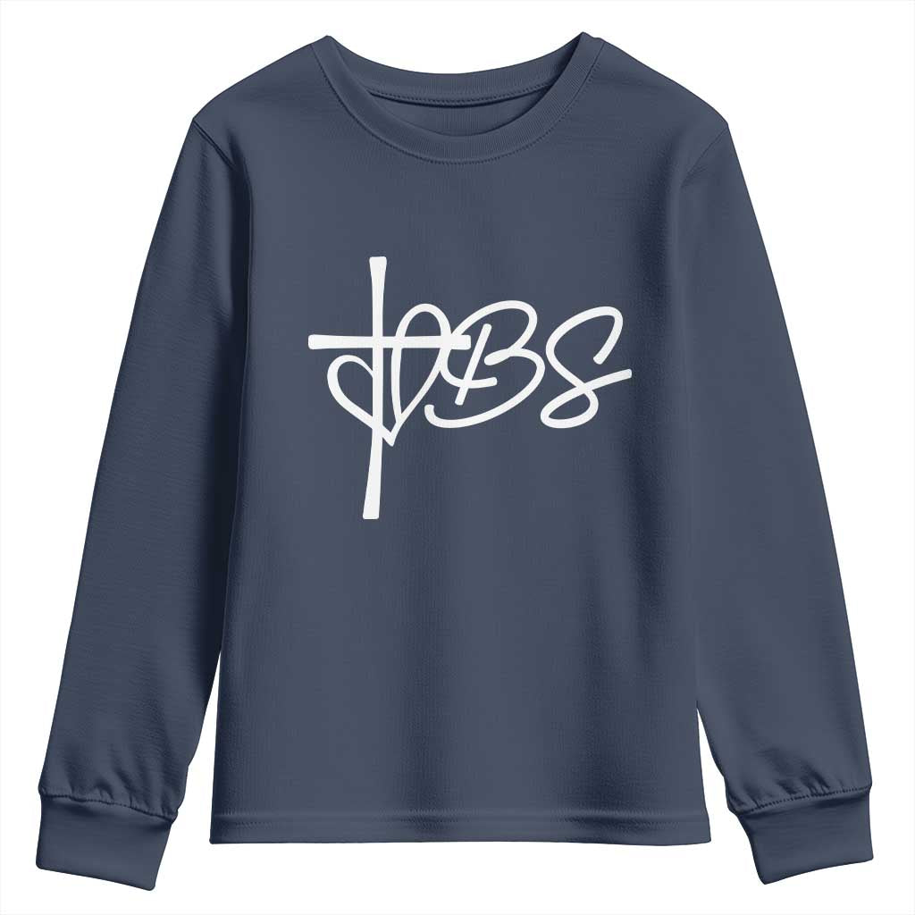 Funny VBS Vacation Bible School Youth Sweatshirt Heart Cross TS11 Navy Print Your Wear