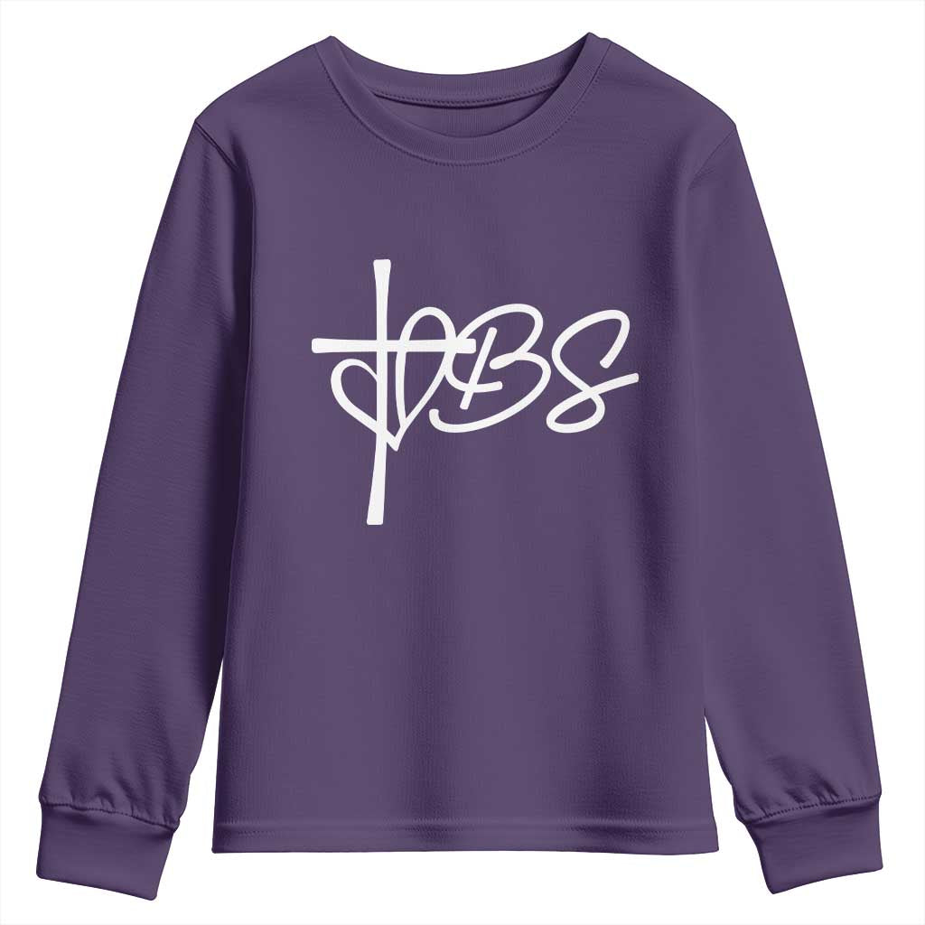 Funny VBS Vacation Bible School Youth Sweatshirt Heart Cross TS11 Purple Print Your Wear