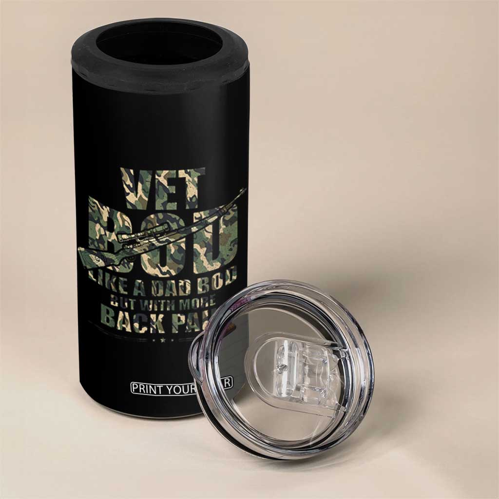 Funny Veteran Vet Bod Like A Dad Bod But With More Back Pain 4 in 1 Can Cooler Tumbler TS11 Print Your Wear