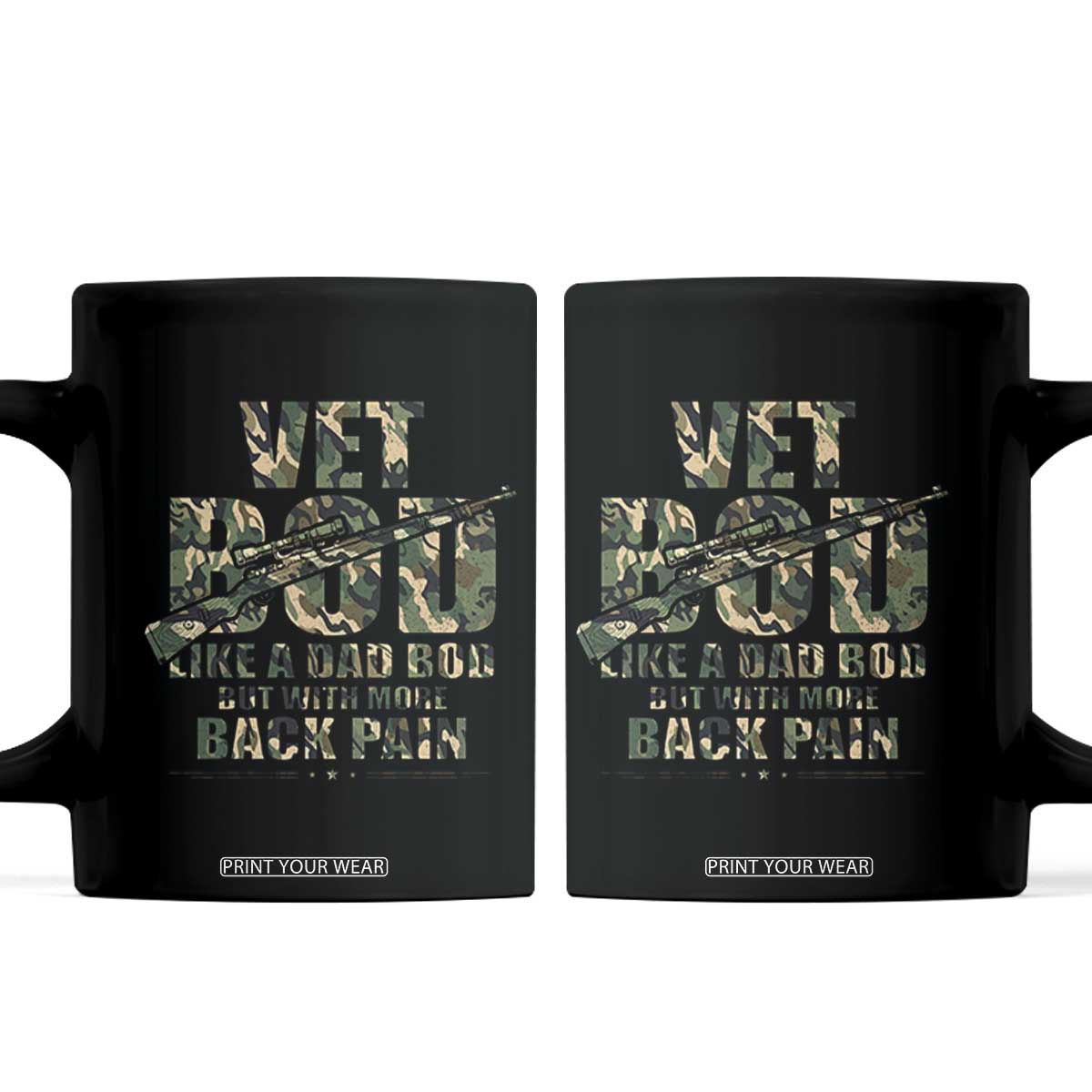 Funny Veteran Vet Bod Like A Dad Bod But With More Back Pain Coffee Mug TS11 Black Print Your Wear