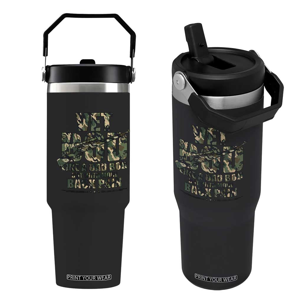 Funny Veteran Vet Bod Like A Dad Bod But With More Back Pain Flip Straw Tumbler TS11 One Size: 30 oz Black Print Your Wear