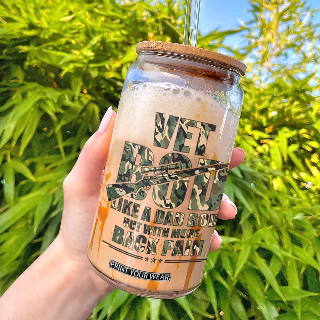 Funny Veteran Vet Bod Like A Dad Bod But With More Back Pain Glass Can TS11 Print Your Wear