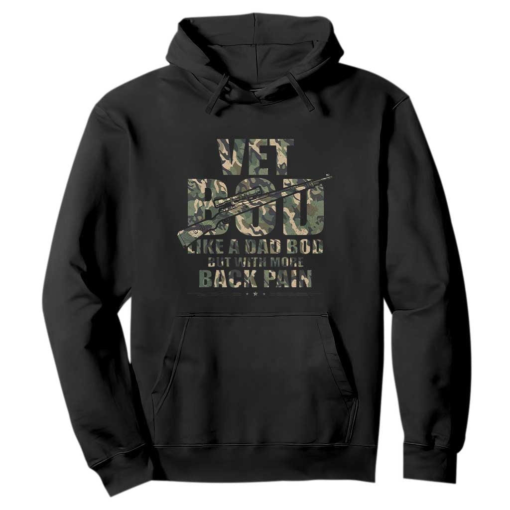 Funny Veteran Vet Bod Like A Dad Bod But With More Back Pain Hoodie TS11 Black Print Your Wear