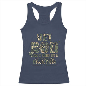 Funny Veteran Vet Bod Like A Dad Bod But With More Back Pain Racerback Tank Top TS11 Navy Print Your Wear
