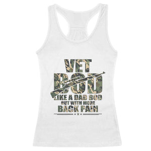 Funny Veteran Vet Bod Like A Dad Bod But With More Back Pain Racerback Tank Top TS11 White Print Your Wear