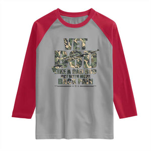 Funny Veteran Vet Bod Like A Dad Bod But With More Back Pain Raglan Shirt TS11 Sport Gray Red Print Your Wear