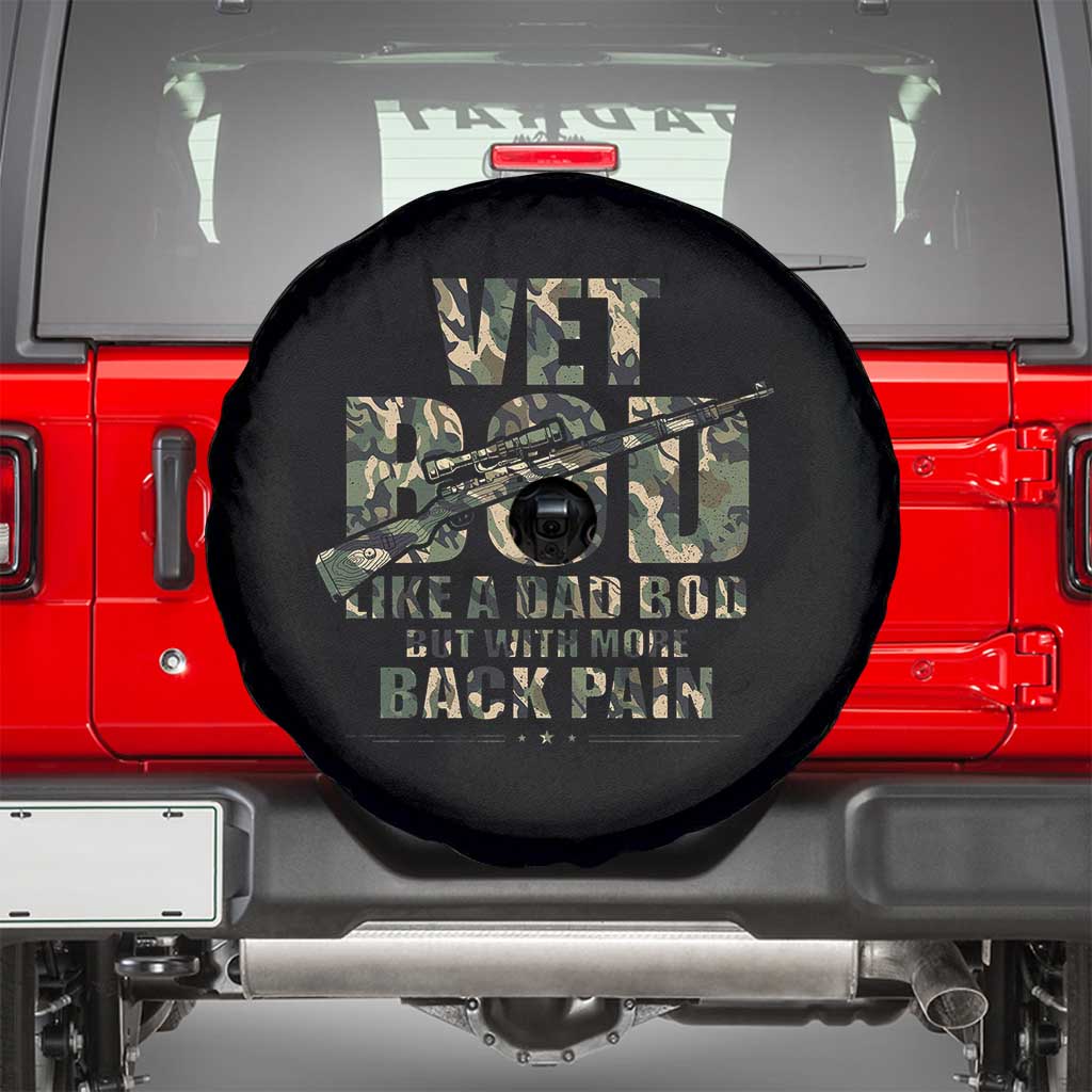 Funny Veteran Vet Bod Like A Dad Bod But With More Back Pain Spare Tire Cover TS11 Black Print Your Wear