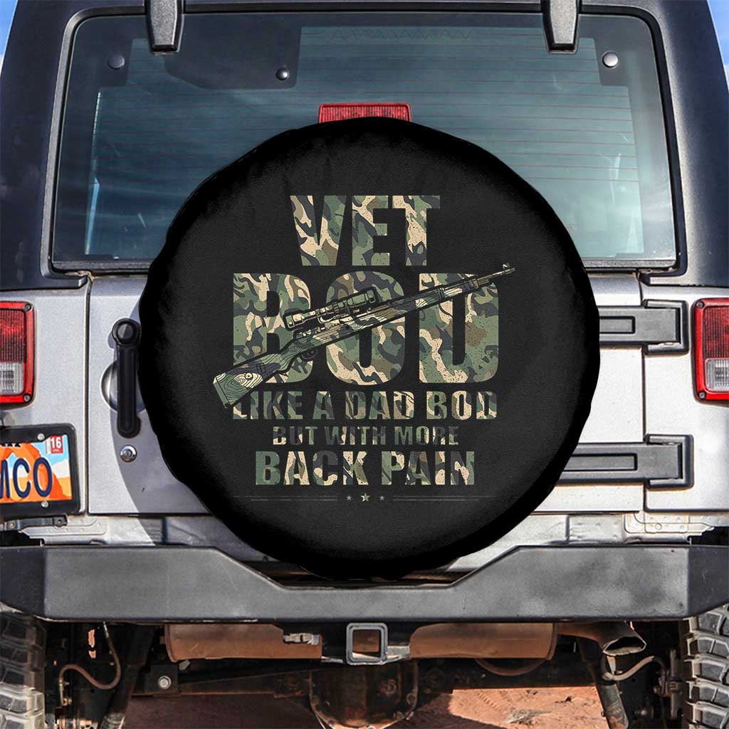 Funny Veteran Vet Bod Like A Dad Bod But With More Back Pain Spare Tire Cover TS11 No hole Black Print Your Wear