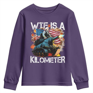 Funny WTF Is A Kilometer Youth Sweatshirt Patriotic American Freedom George Washington TS11 Purple Print Your Wear