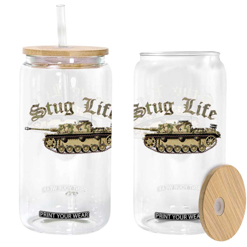 Funny WW2 Tank History Stug Life Glass Can TS11 Black Print Your Wear