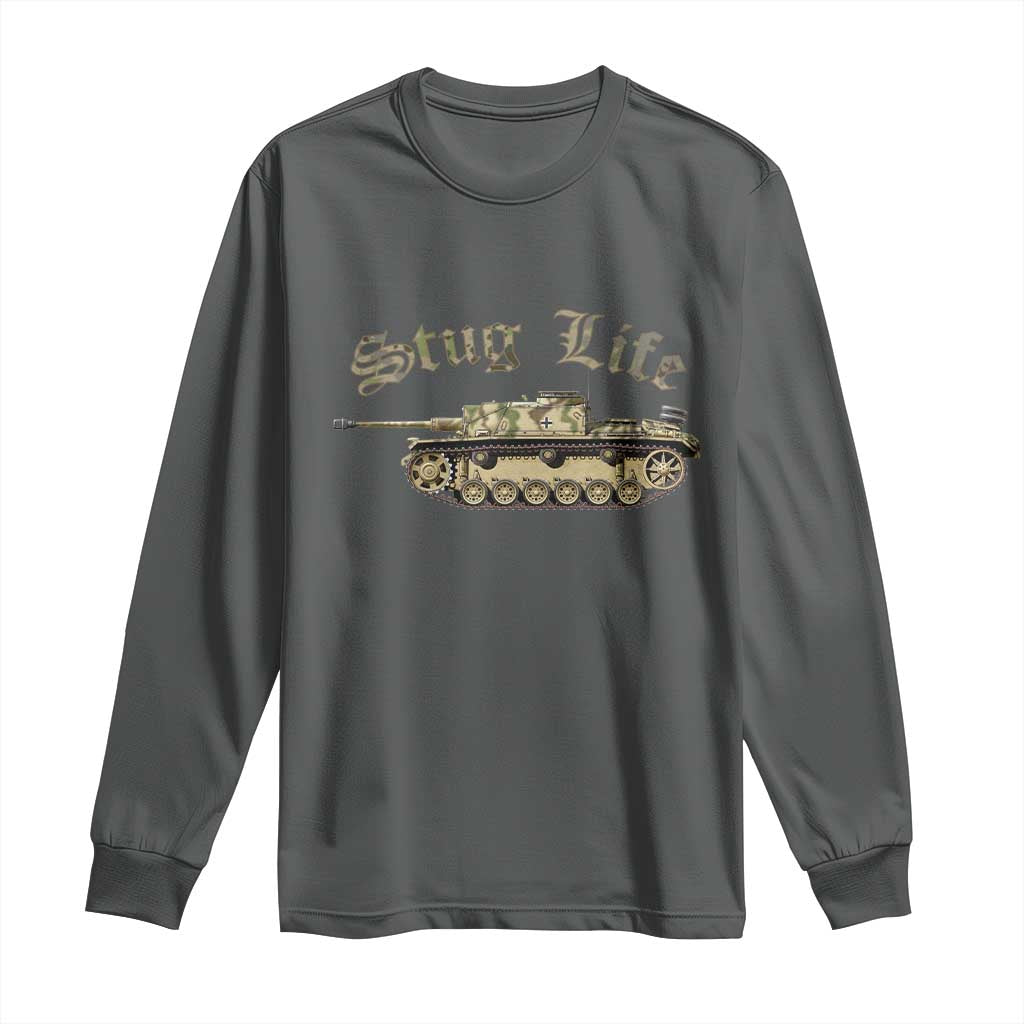 Funny WW2 Tank History Stug Life Long Sleeve Shirt TS11 Dark Heather Print Your Wear