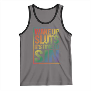 Funny Wake Up Sluts Its Time To Sin LGBTQ Tank Top TS11 Deep Heather Black Print Your Wear