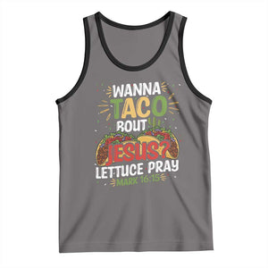 Funny Wanna Taco Bout Jesus Lettuce Pray Tank Top Cinco de Mayo Christian Bible Verse TS11 Deep Heather Black Print Your Wear