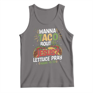 Funny Wanna Taco Bout Jesus Lettuce Pray Tank Top Cinco de Mayo Christian Bible Verse TS11 Deep Heather Print Your Wear