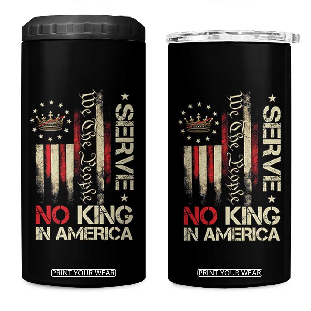 Funny We The People Serve No King In American 4 in 1 Can Cooler Tumbler Vintage Betsy Ross Flag TS11 One Size: 16 oz Black Print Your Wear