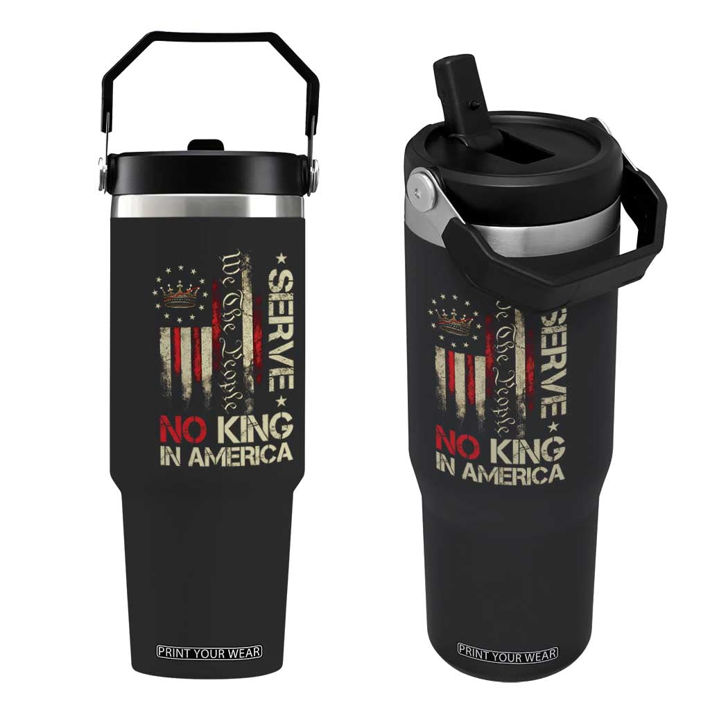 Funny We The People Serve No King In American Flip Straw Tumbler Vintage Betsy Ross Flag TS11 One Size: 30 oz Black Print Your Wear