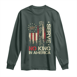 Funny We The People Serve No King In American Long Sleeve Shirt Vintage Betsy Ross Flag TS11 Dark Forest Green Print Your Wear